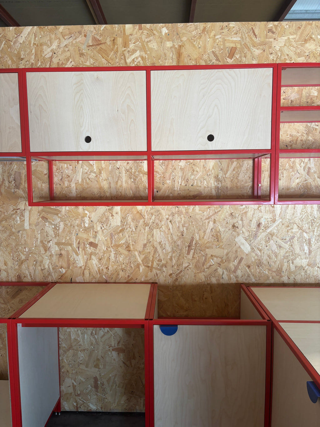 Metal & Plywood Triple Locker Wall Cabinet.