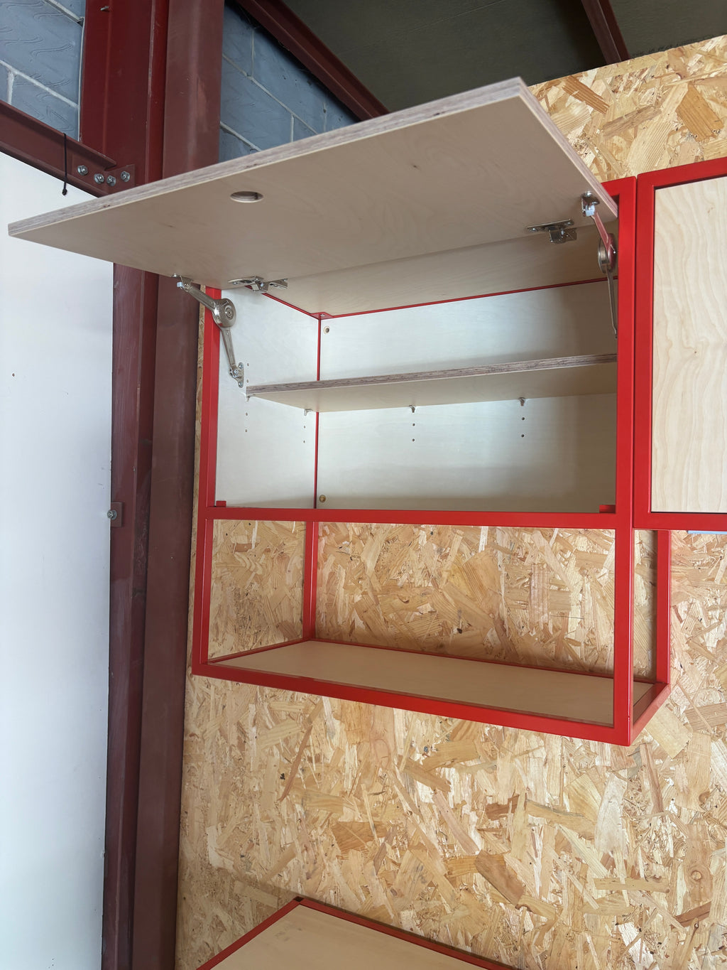 Metal & Plywood Triple Locker Wall Cabinet.