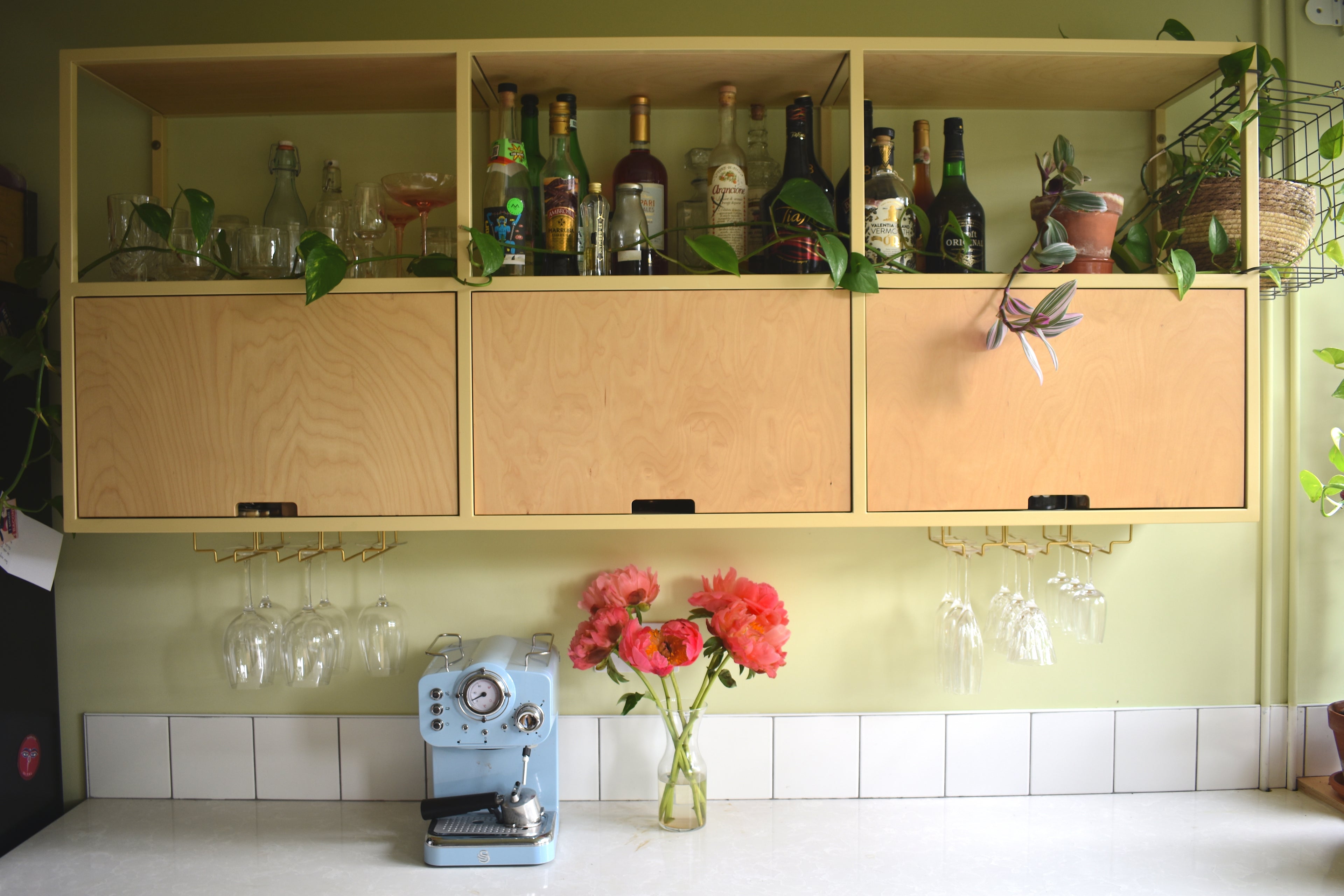 Metal & Plywood Triple Locker Wall Cabinet.