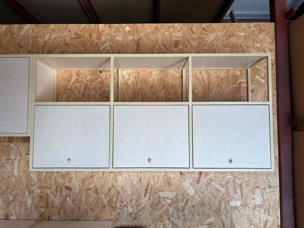 Metal & Plywood Triple Locker Wall Cabinet.
