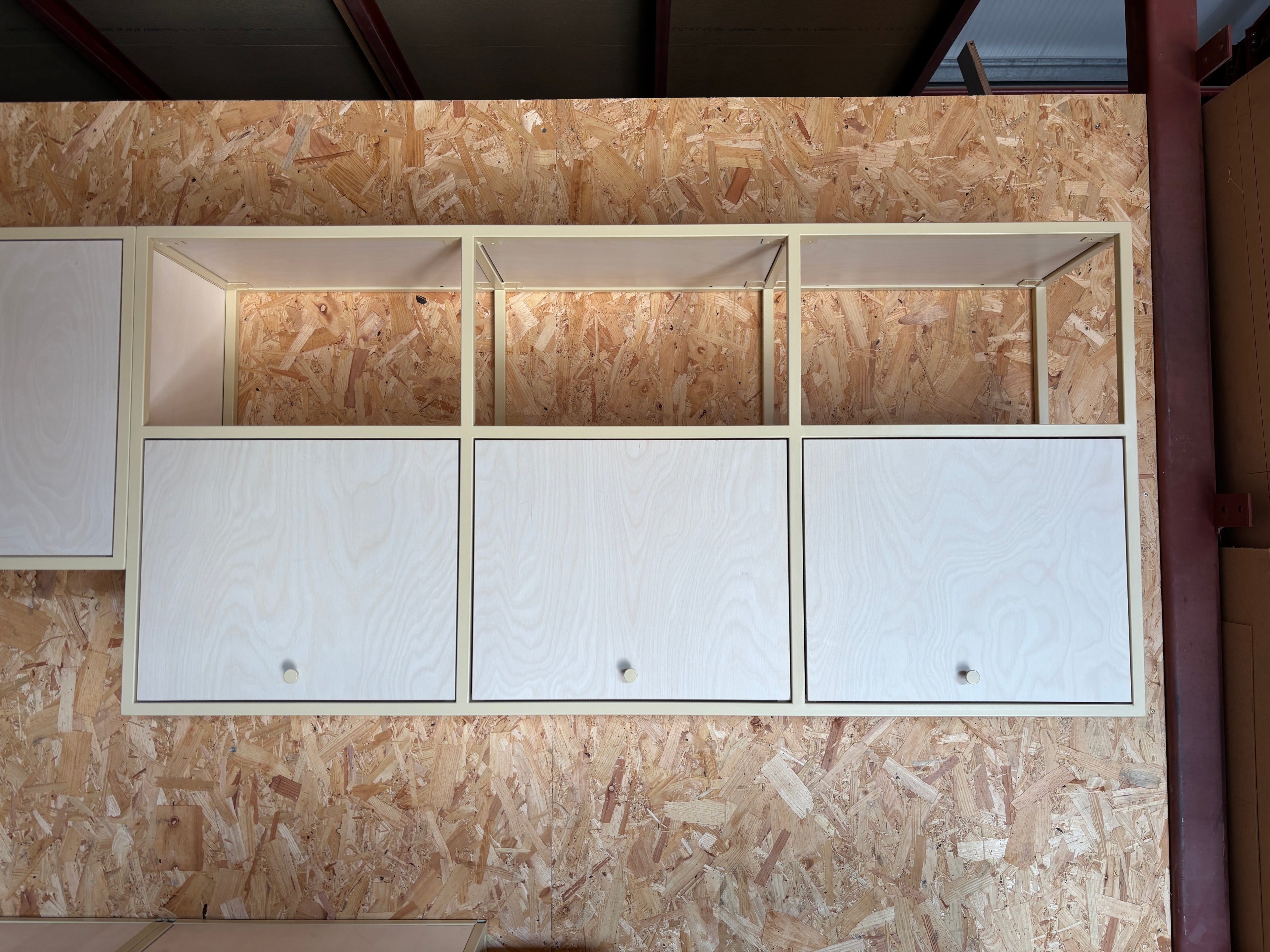 Metal & Plywood Triple Locker Wall Cabinet.