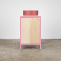 Compact Vanity Unit - Baby Pink and Birch Plywood.