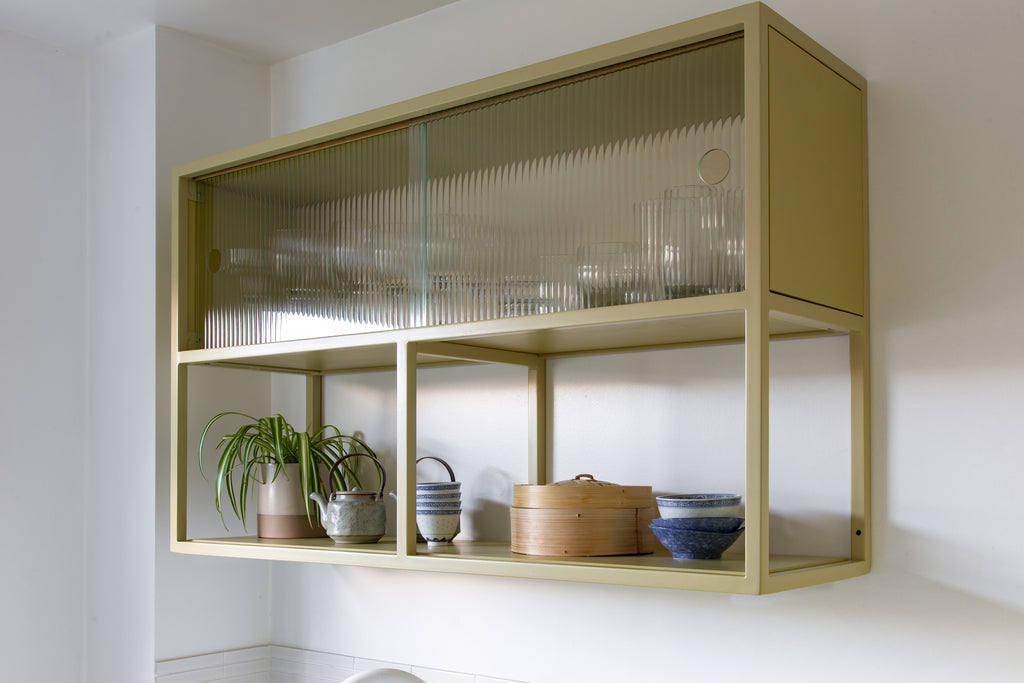 Reed Glass & Metal Wall Cabinet.