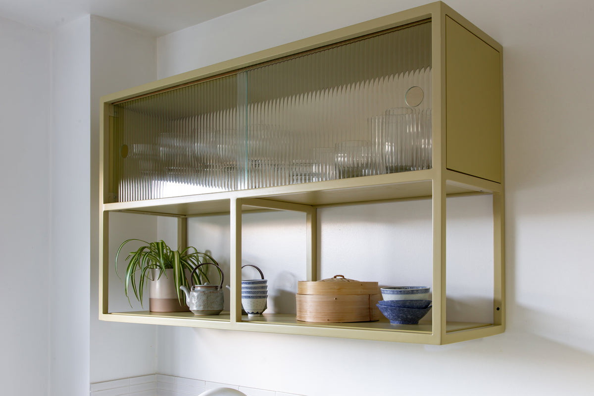 Reed Glass & Metal Wall Cabinet.