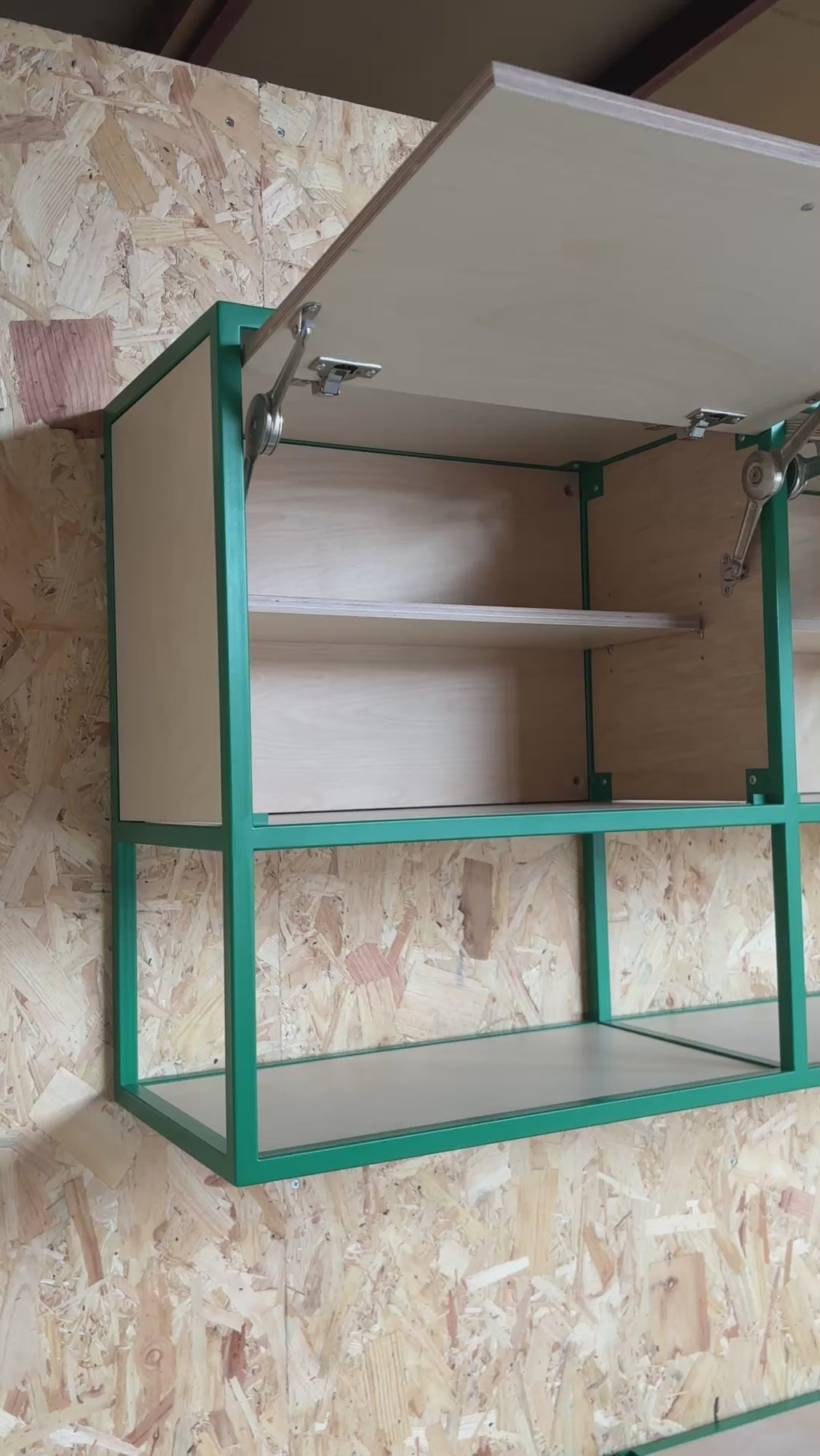 Metal & Plywood Triple Locker Wall Cabinet.