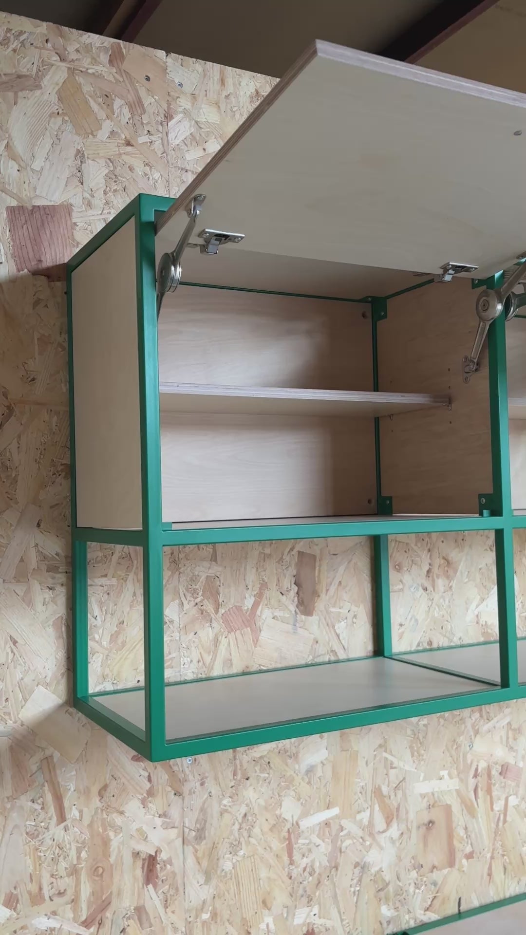 Metal & Plywood Triple Locker Wall Cabinet.