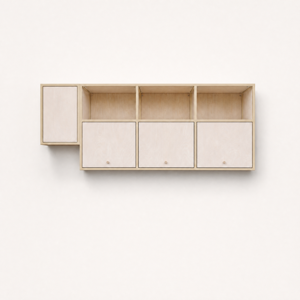 Metal & Plywood Triple Locker Wall Cabinet.