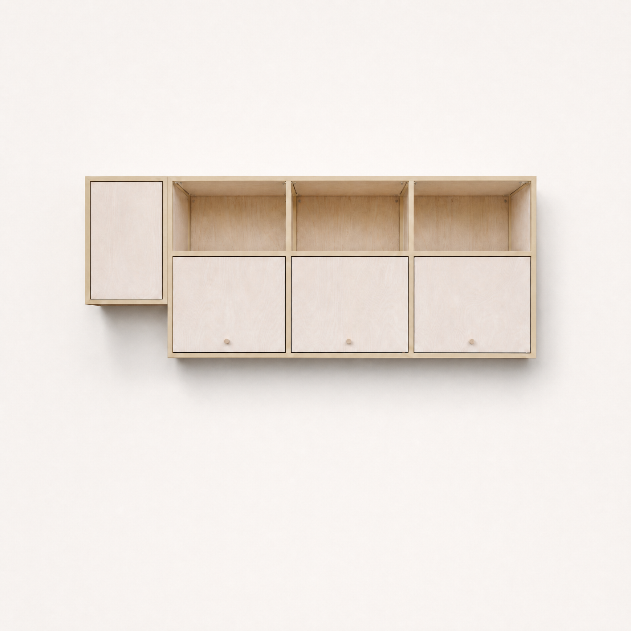 Metal & Plywood Triple Locker Wall Cabinet.